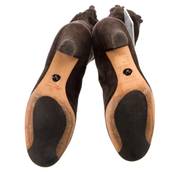 DOLCE & GABBANA suede over the knee THIGH BOOTS chocolate brown 37 6.5 scrunch - Picture 4 of 9